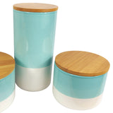 Set of Three Canisters Green Ceramic Storage Jars with Lids-7