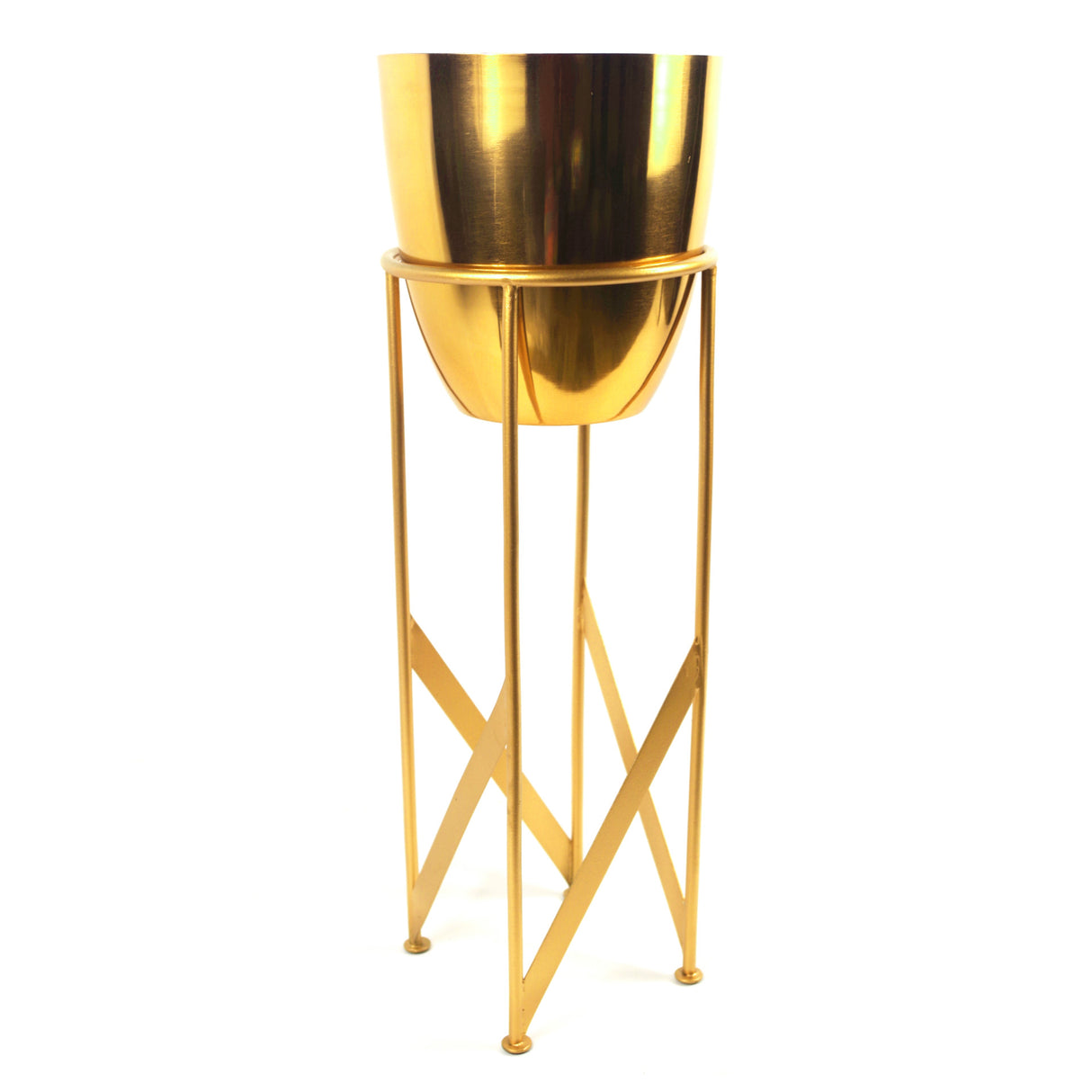 90cm Gold Planter with Artificial Yukka Plant-1