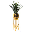 90cm Gold Planter with Artificial Yukka Plant-0