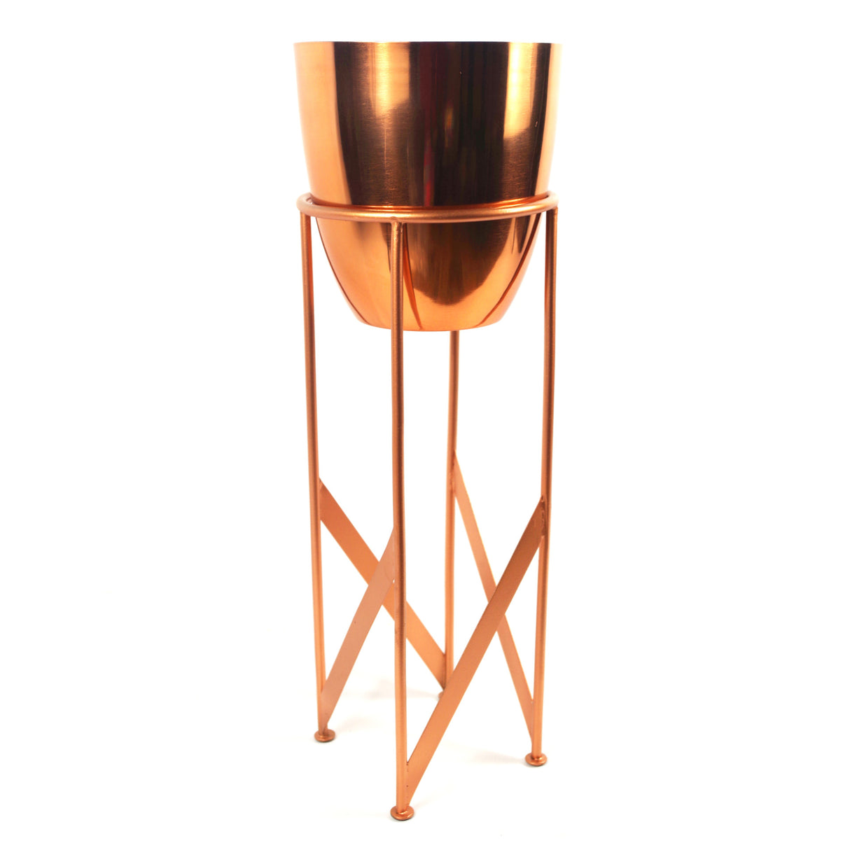 90cm Copper Planter with Artificial Yukka Plant-1