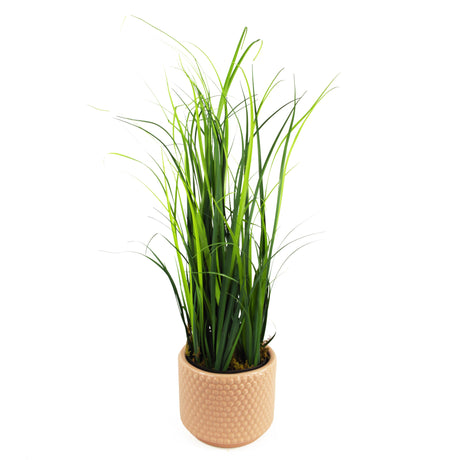 60cm Artificial Grass Plant With Peach Dusty Pink Ceramic Planter-0