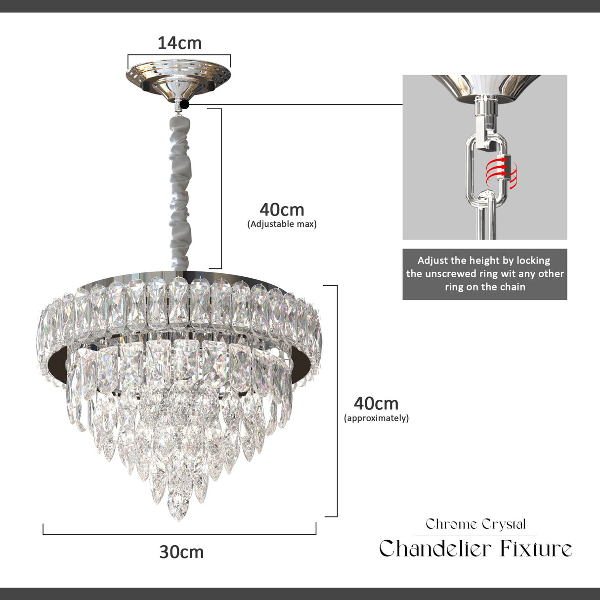 Modern Chandelier LED Crystal Ceiling Mount and Hanging Light ~5423-1