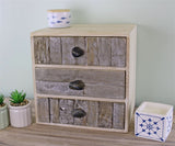 3 Drawer Unit, Driftwood Effect Drawers With Pebble Handles