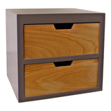 2 Drawer Chest In Grey Finish With Natural Drawers & Removable Legs