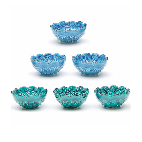 Handmade Ceramic Bowls Set of 6 Ocean 8cm-0