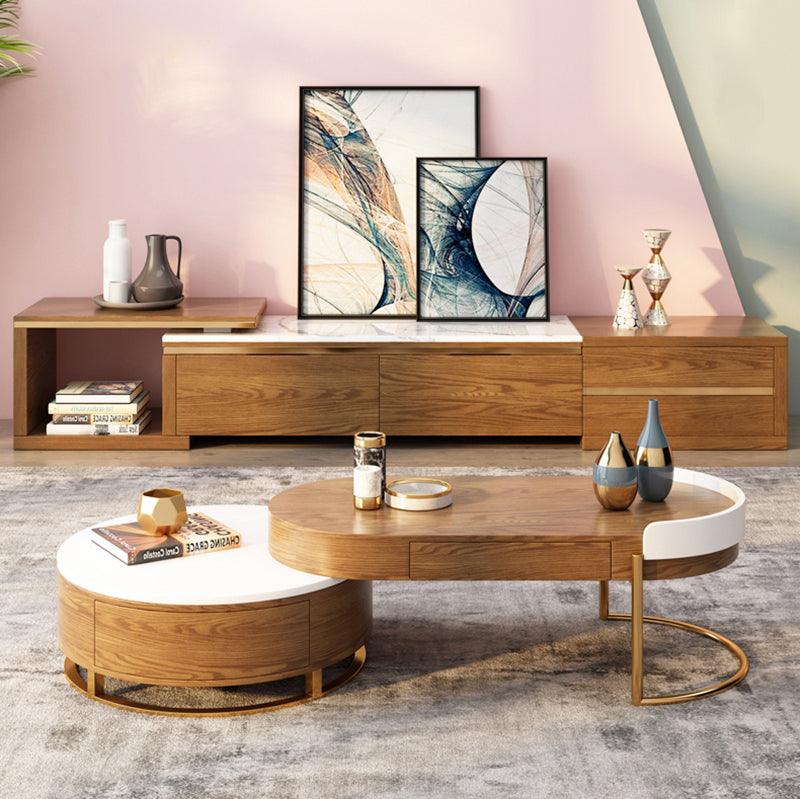 Ouezzane Nesting Coffee Table Set, TV Stand, Oak | Weilai Concept