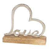 Metal Heart of Love On A Wooden Base