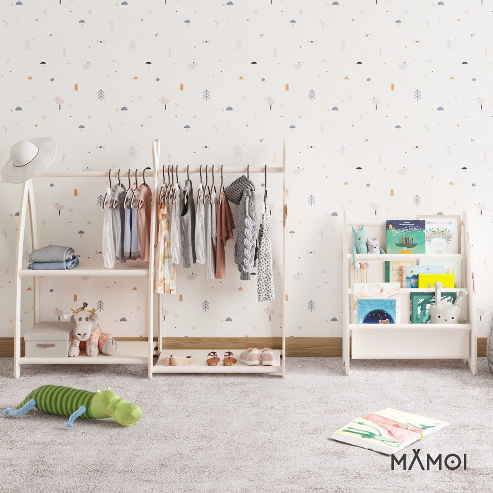 MAMOI® Book shelf for kids Beige, Bookcase for childrens room, Small bookshelf for toddler, Child bookcases and shelves, Wall stand storage and furniture for bedroom-5