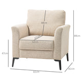 HOMCOM Linen Fabric Modern Accent Chair with Metal Legs, Wood Frame