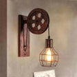 Retro Vintage Light Shade Wheel Ceiling Lifting Pulley Industrial Wall Lamp Fixture UK~2690-0