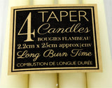 Set Of 4 Ivory Taper Candles