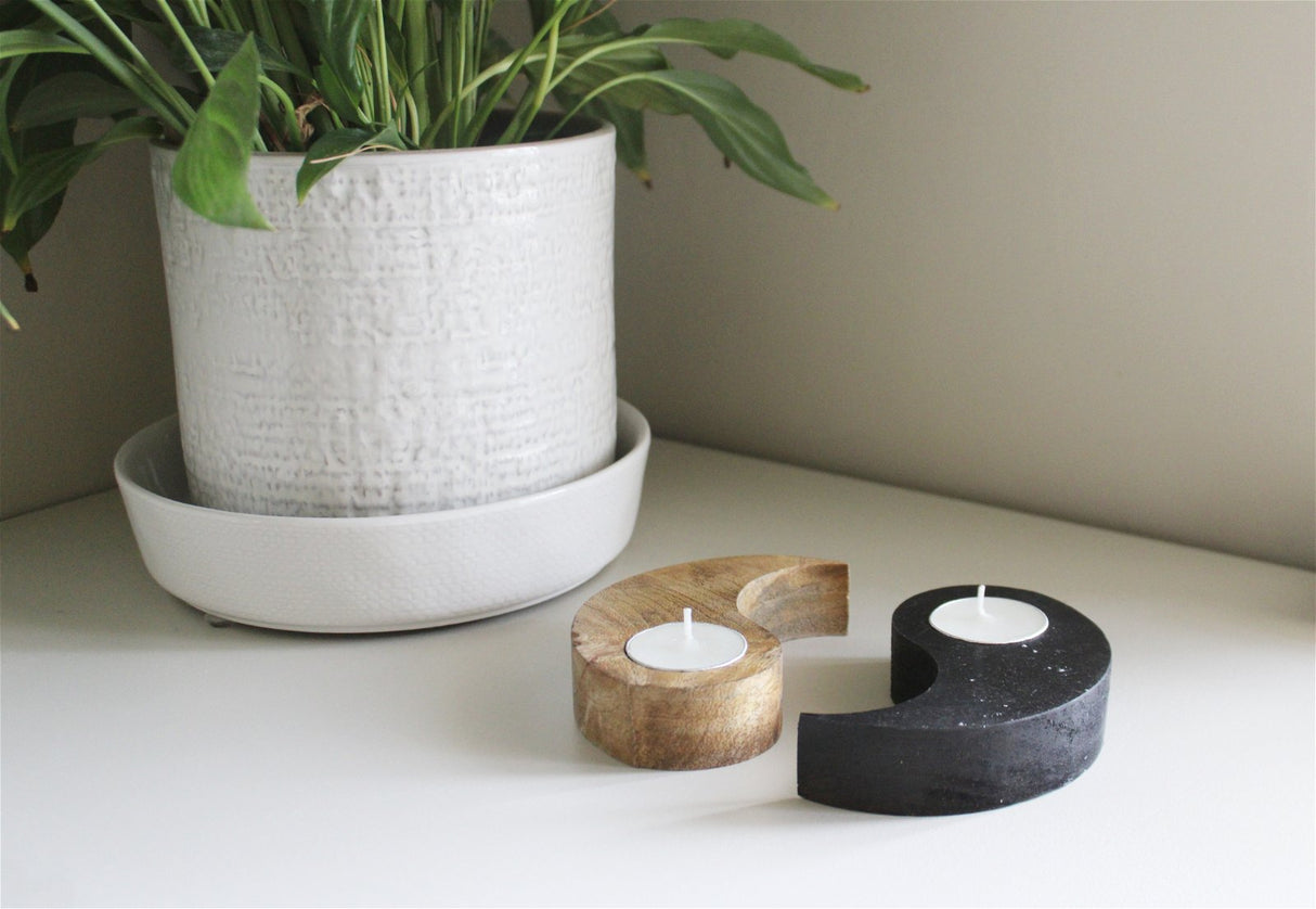 Yin and Yang Wooden Tealight Holders