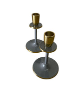 Glossy Grey Irina Candlestick, Set of 2, 15cm