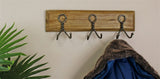 3 Piece Double Metal Hooks On Wooden Base