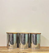 Set Of Three Silver Tea Coffee Sugar Containers