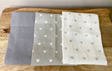 Pack of 3 Kitchen Tea Towels With A Grey Heart Print Design