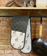 Grey Double Oven Glove With A Stag Print Design