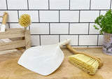 Cream Dustpan & Bamboo Wooden Brush