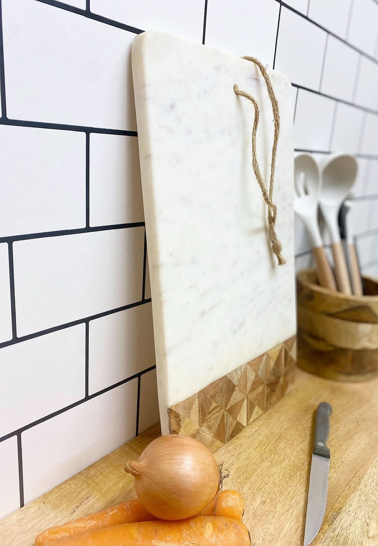 Marble and Wood Patterned Chopping Board