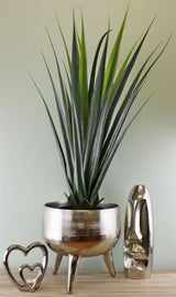 Silver Metal Planter/Bowl With Feet, 27cm