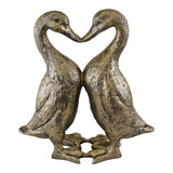 Gold Resin Kissing Ducks Heart Ornament