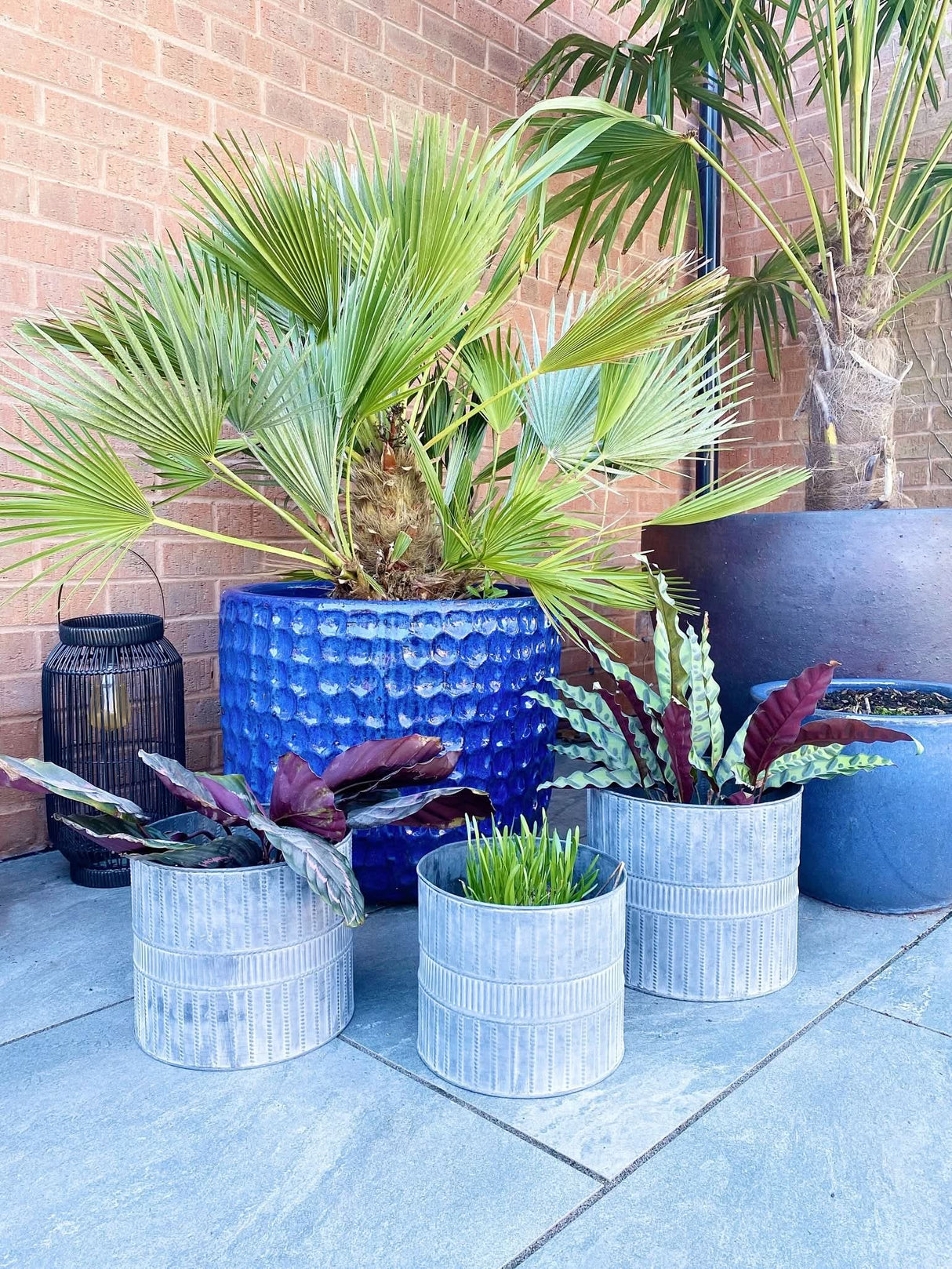 Set of Three Metal Garden Planters