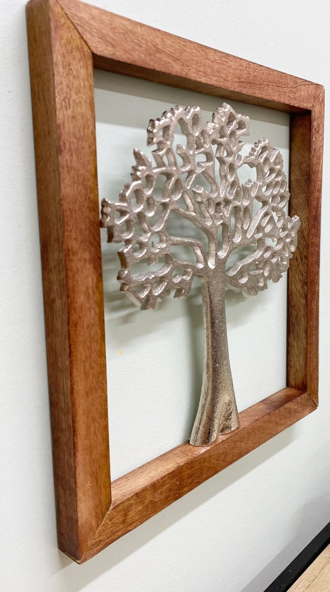 Silver Tree Of Life In A Wooden Frame