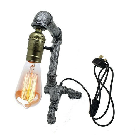 Industrial Iron Water Pipe Style Table Lamps E27 without shade~2836-9