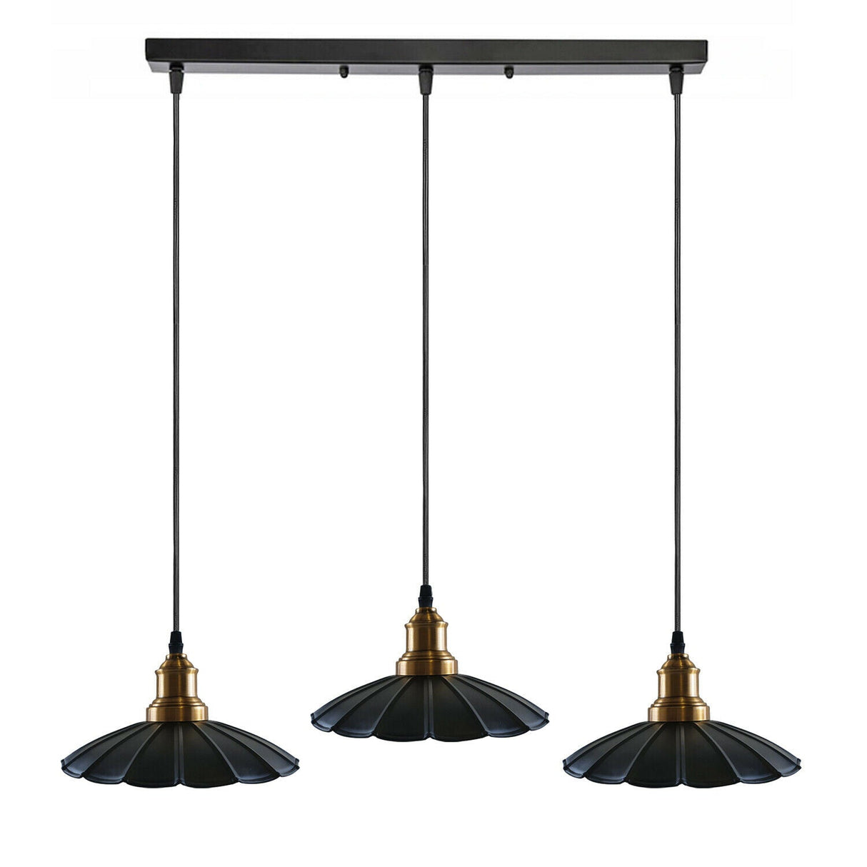 3 Head Rectangle Pendant Light Retro Black Lamp Shade Light~1487-1