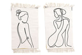 Set of 2 Silhouette Women Design White Rugs