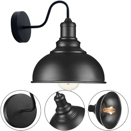 Wall Light with Switch Indoor Wall Industrial Vintage Wall Lamp with Plug Swing Arm Rotating E27 Black~1852-1