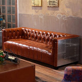 Aviator Three Seater Sofa, Real Leather And Aluminium | Weilai Concept