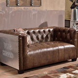 Aviator Three Seater Sofa, Real Leather And Aluminium | Weilai Concept