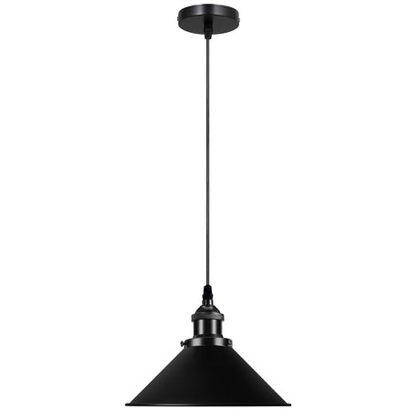 Vintage Ceiling Adjustable Hanging Black Metal Cone Shade Pendant Light Fixture~3393-6