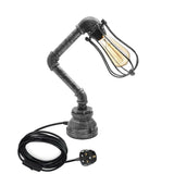 Industrial Iron Water Pipe Table Lamp with Bulb Guard wire Cage ~1306-5