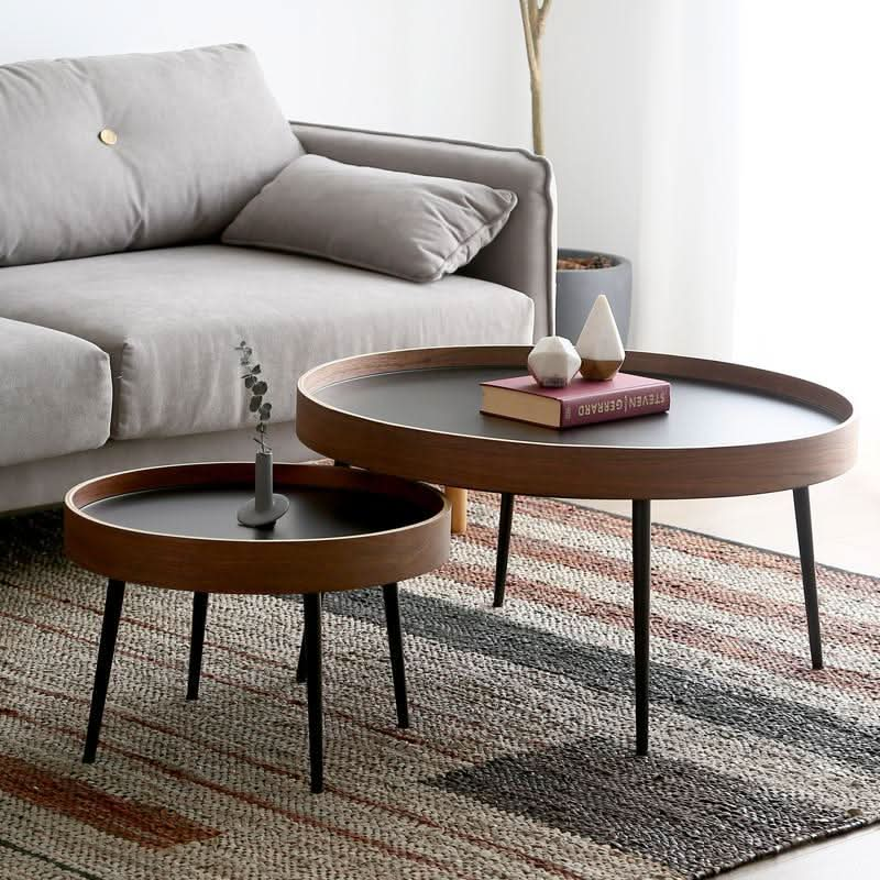 C163 Nesting Coffee Table Set, Oak & Black | Weilai Concept