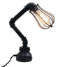 Industrial Iron Water Pipe Table Lamp with Bulb Guard wire Cage ~1306-3