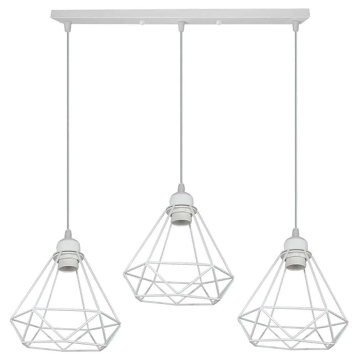 Retro Industrial White Diamond Cage Ceiling Pendant Light Hanging Indoor Lighting ~1182-5