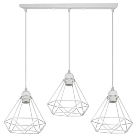 Retro Industrial White Diamond Cage Ceiling Pendant Light Hanging Indoor Lighting ~1182-5