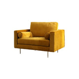 Deandra Three Seater Corner Sofa, Yellow Velvet | Weilai Concept