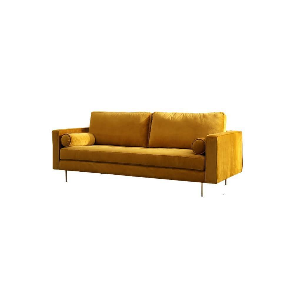 Deandra Three Seater Corner Sofa, Yellow Velvet | Weilai Concept