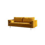 Deandra Three Seater Corner Sofa, Yellow Velvet | Weilai Concept