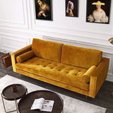 Deandra Three Seater Corner Sofa, Yellow Velvet | Weilai Concept