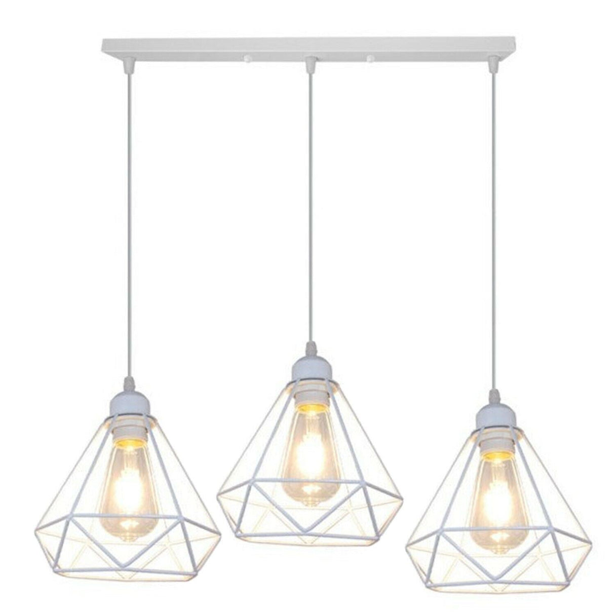 Retro Industrial White Diamond Cage Ceiling Pendant Light Hanging Indoor Lighting ~1182-6