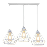 Retro Industrial White Diamond Cage Ceiling Pendant Light Hanging Indoor Lighting ~1182-6