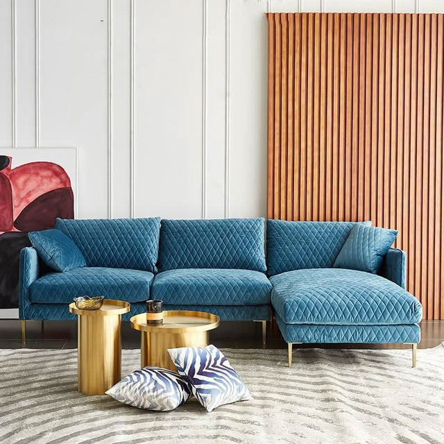 Evesham Three Seater Sofa, Blue Velvet | Weilai Concept