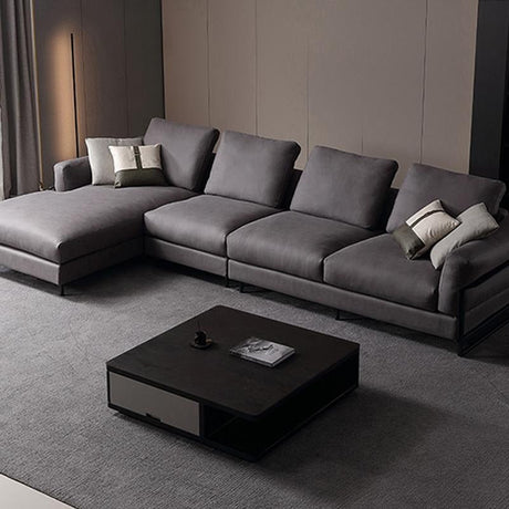 H92 Grey Four Seater Corner Sofa, Real Leather, Multiple Color | Weilai Concept