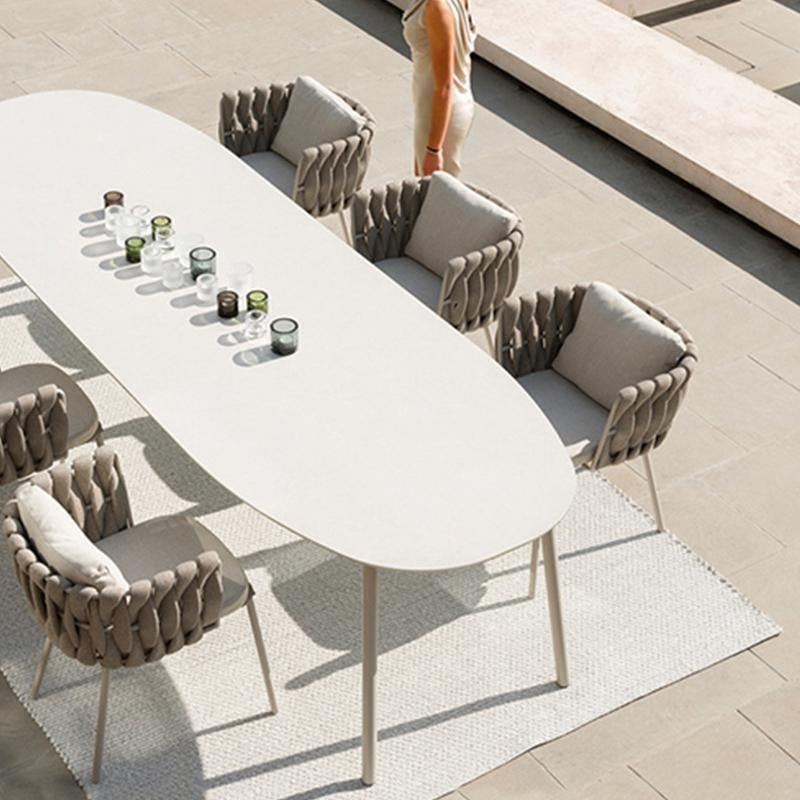 Vallee Rattan Outdoor Dining Table Set, Table With Six Dining Chairs, Clearance | Weilai Concept