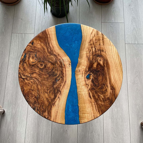 Dark Blue and Wooden Epoxy Resin Coffee Table For Home Decor-1