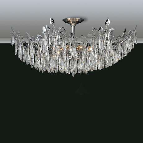 Crystal Tree Branch Leaves Chandelier Silver Semi Flush Mount Ceiling Light~5008-0